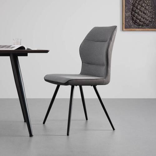 Jedálenská stolička Eva sivá - čierna/sivá, Modern, kov/drevo (49/91/59cm) - Bessagi Home