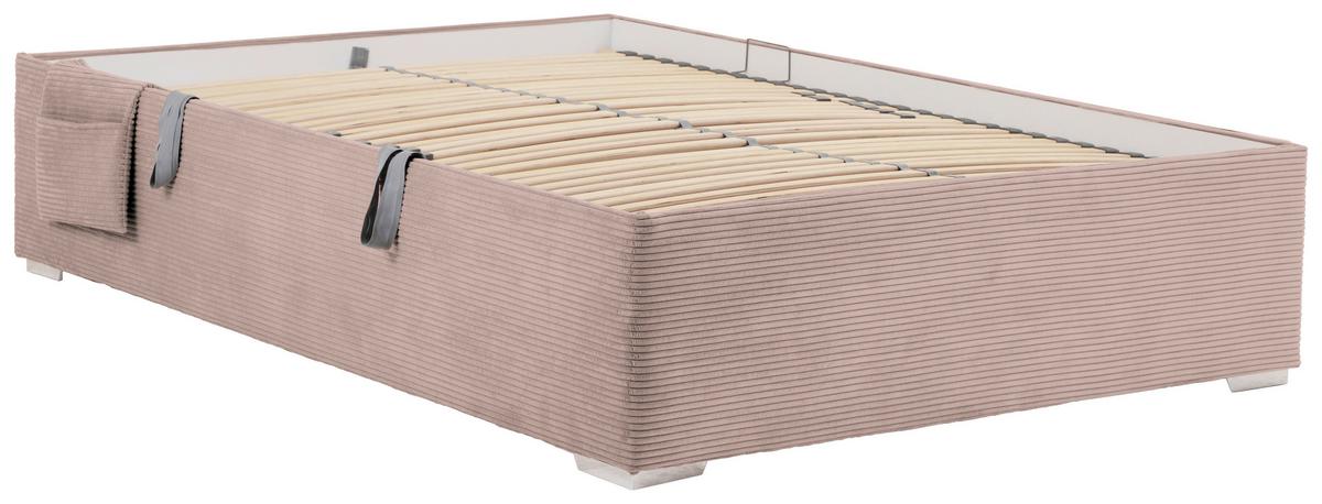 Posteľ Remi s bočnicami 140x200, poťah ružový - pink/prírodná farba, Konventionell, drevo/textil (140/200cm)
