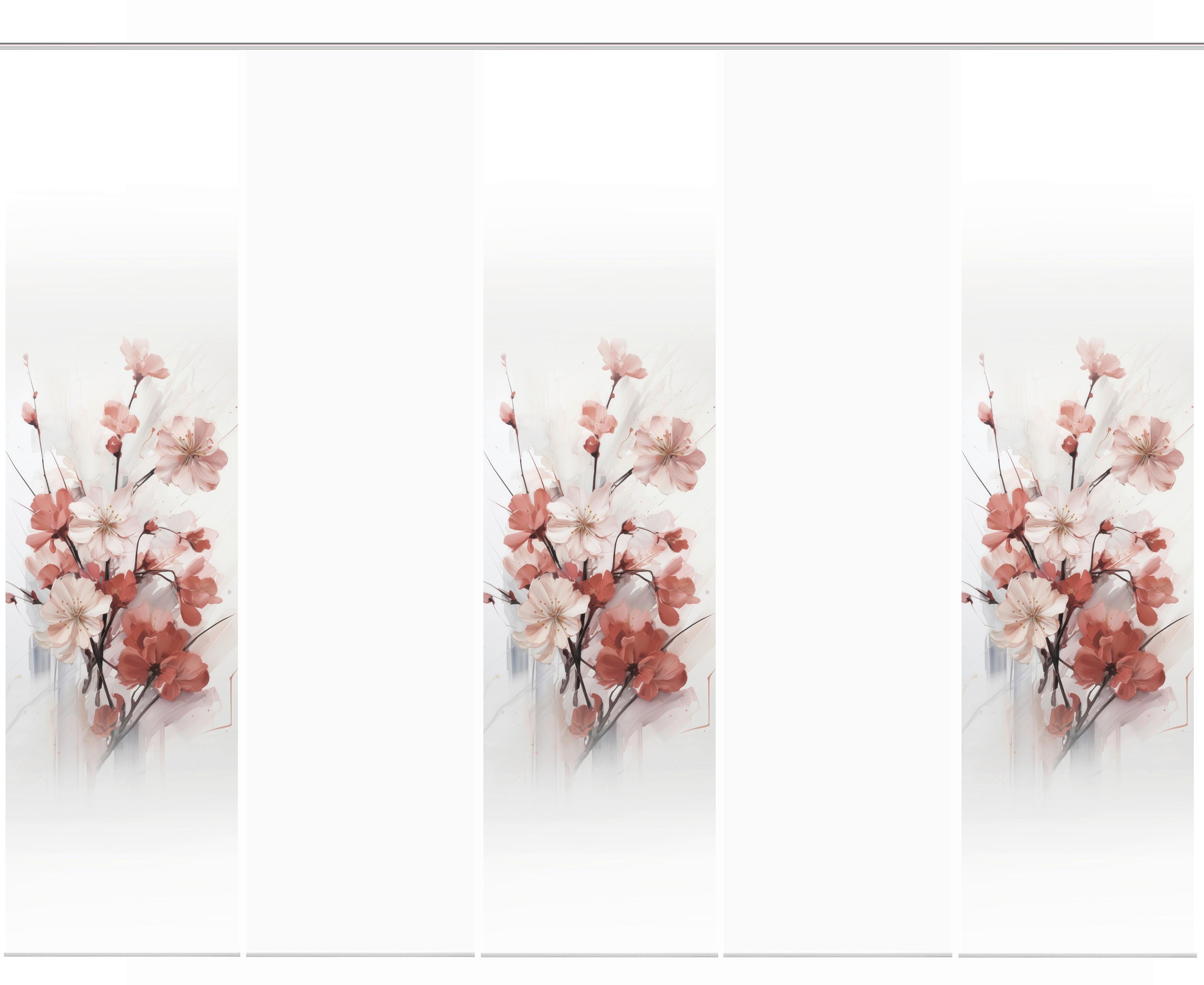 Flächenvorhang Lotus 5er Set - Altrosa/Weiß, Natur, Textil (60/245cm)