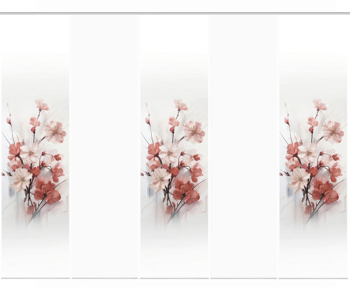 Flächenvorhang Lotus 5er Set - Altrosa/Weiß, Natur, Textil (60/245cm)