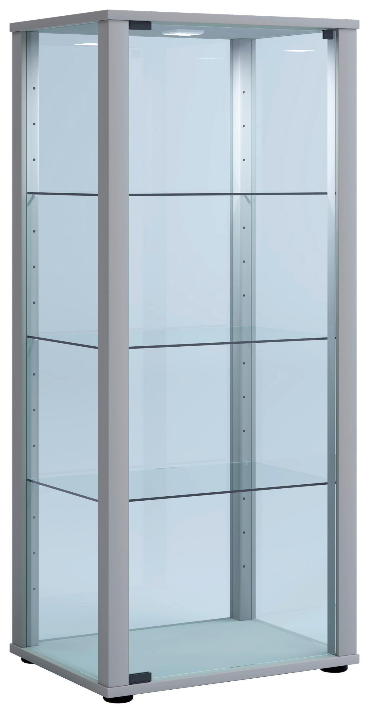 Vitrine Kavisa B: 50 Cm Silberfarben - Silberfarben/Schwarz, MODERN, Glas/Holzwerkstoff (50/114,5/38cm) - MID.YOU
