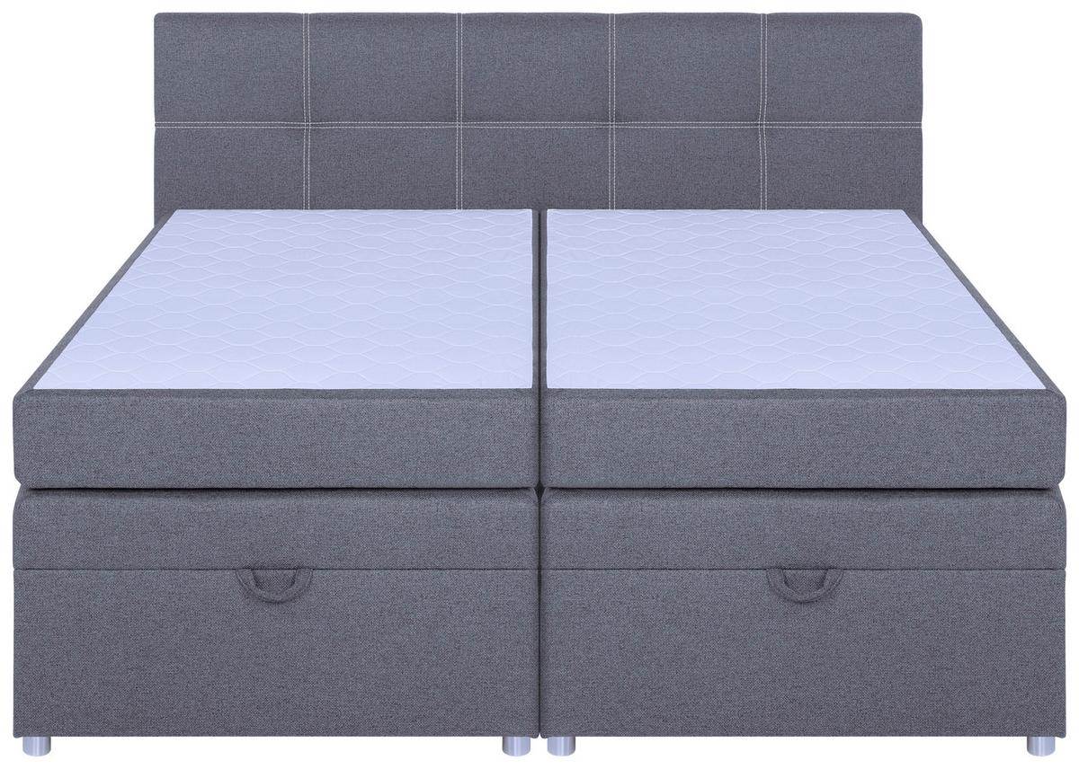 Boxspringbett Royal 180x200 Hellgrau - Chromfarben/Hellgrau, MODERN, Holzwerkstoff/Textil (180/200cm)