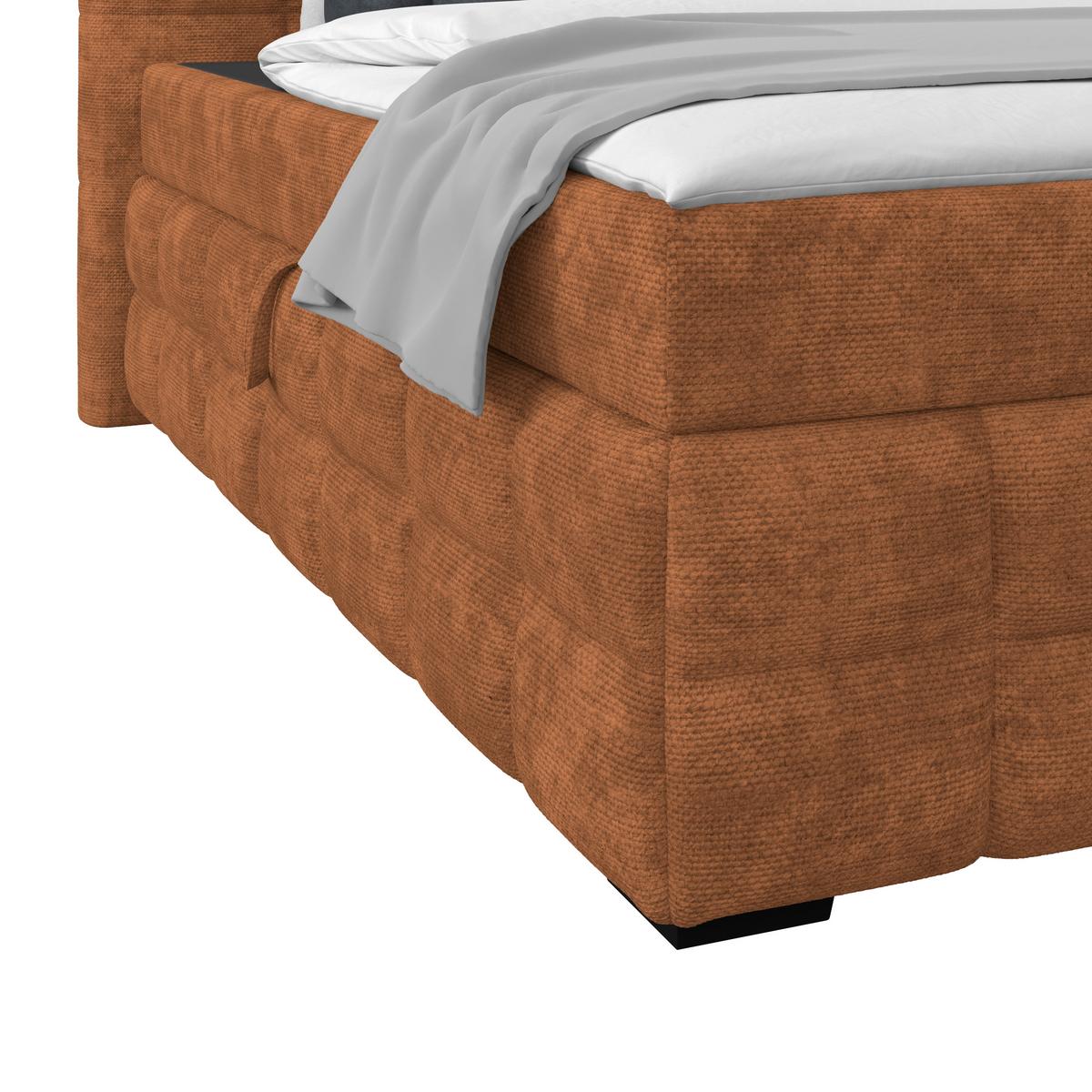 Čalúnená posteľ VEGA 180x200 cm, hrdzavá - čierna/hrdzavá, Trend, drevo/textil (180/200cm)