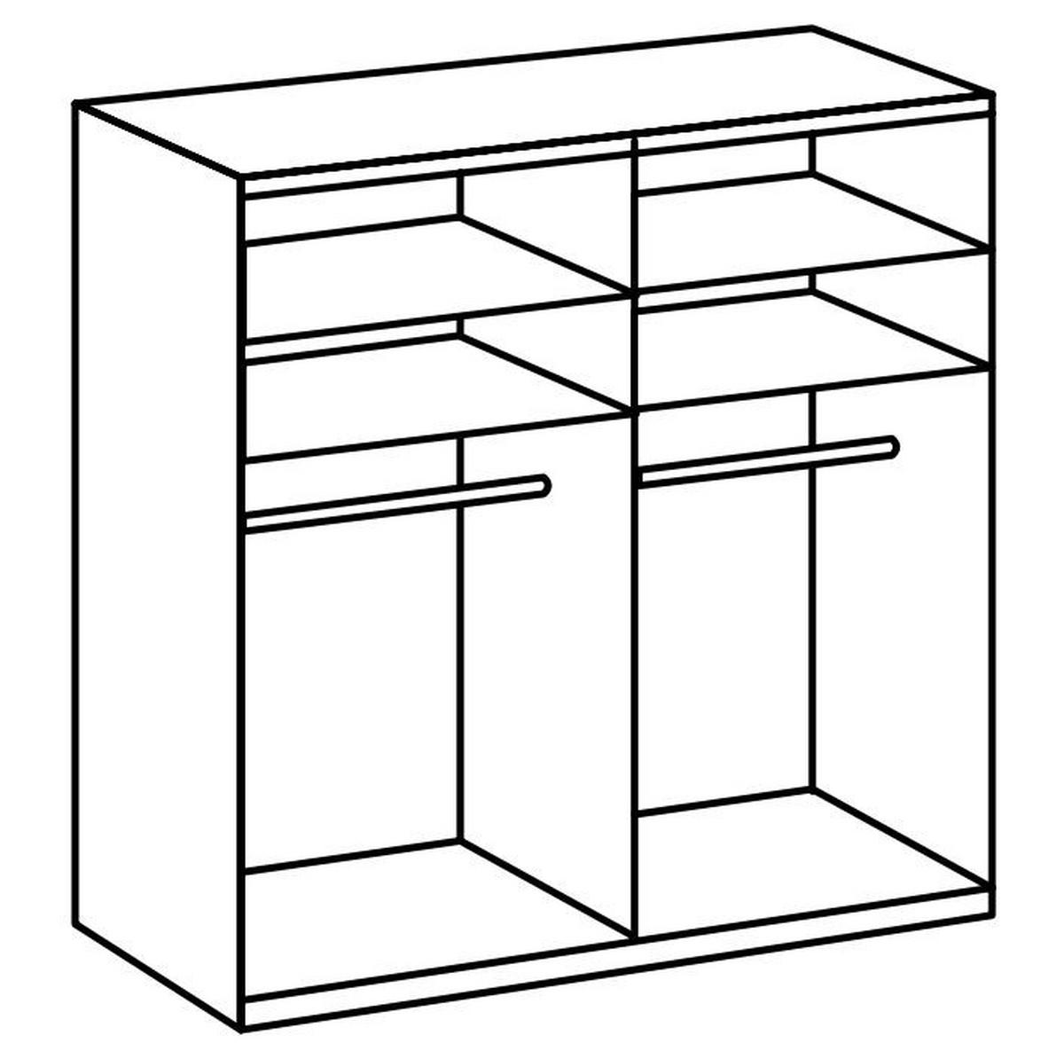 Drehtürenschrank B: 200 cm Level Weiß/Eichefarben - Eichefarben/Alufarben, MODERN, Holzwerkstoff (200/236/58cm) - MID.YOU
