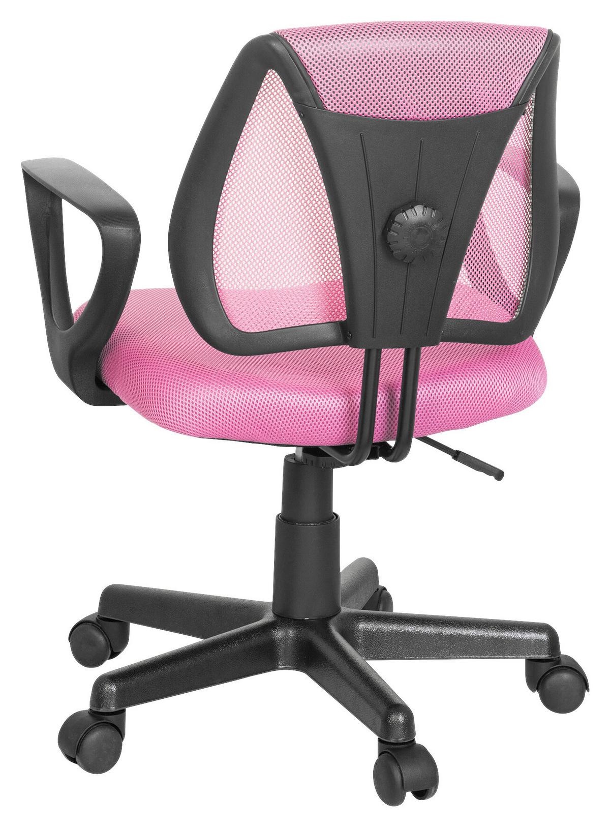 Jugenddrehstuhl Kiddy Cd mit Armstützen Pink Bis 60 Kg - Pink/Schwarz, Basics, Kunststoff (58/75-92/45cm) - MID.YOU