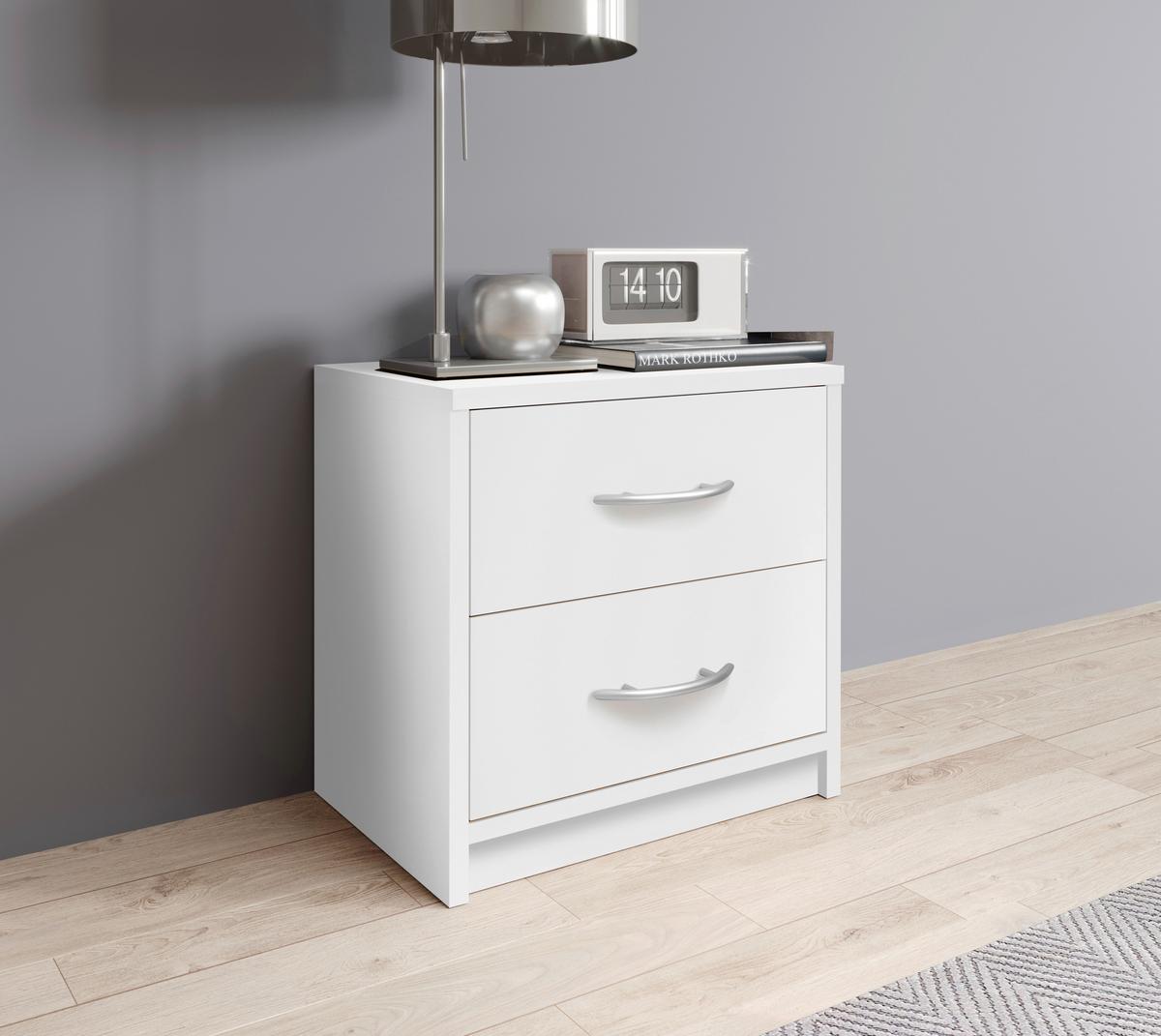 Nachtkästchen Pepe B: 38,5 Cm Weiß - Schwarz/Weiß, Basics, Holzwerkstoff (38,5/39/28,2cm) - P & B