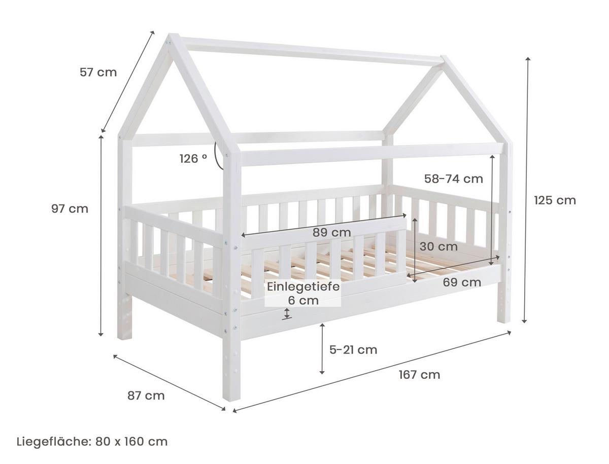 Hausbett Kay - Weiß, MODERN, Holz (80/160cm) - MID.YOU