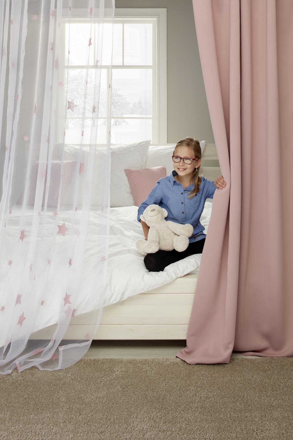 ZÁVES S PÚTKAMI Claudia, 140/245 cm - pink/biela, Romantik / Landhaus, textil (140/245cm) - Modern Living