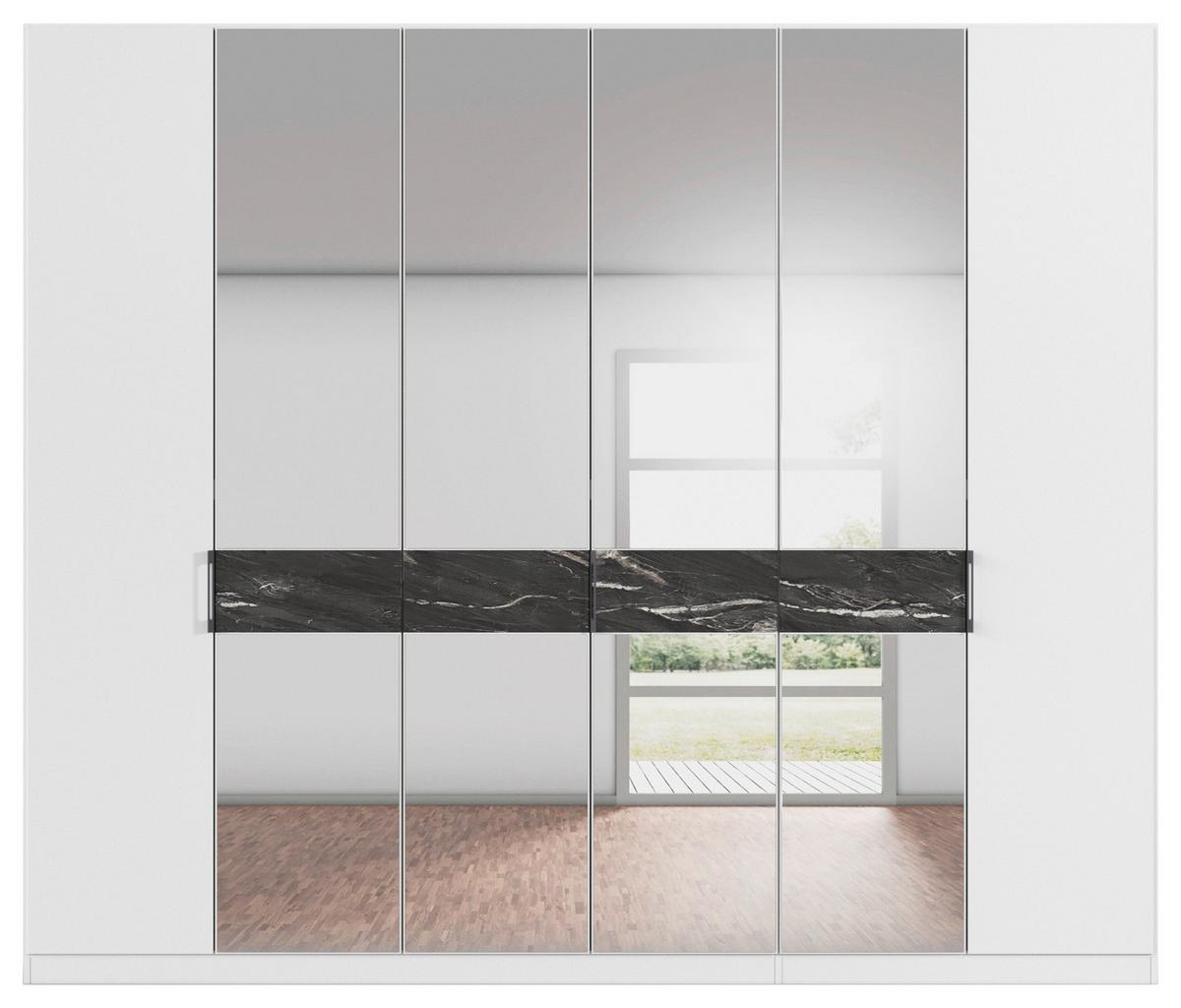 Drehtürenschrank Versity-d Alpinweiß/marmoptik 6-Trg. - Silberfarben/Weiß, Trend, Holzwerkstoff (271/229/54cm) - James Wood