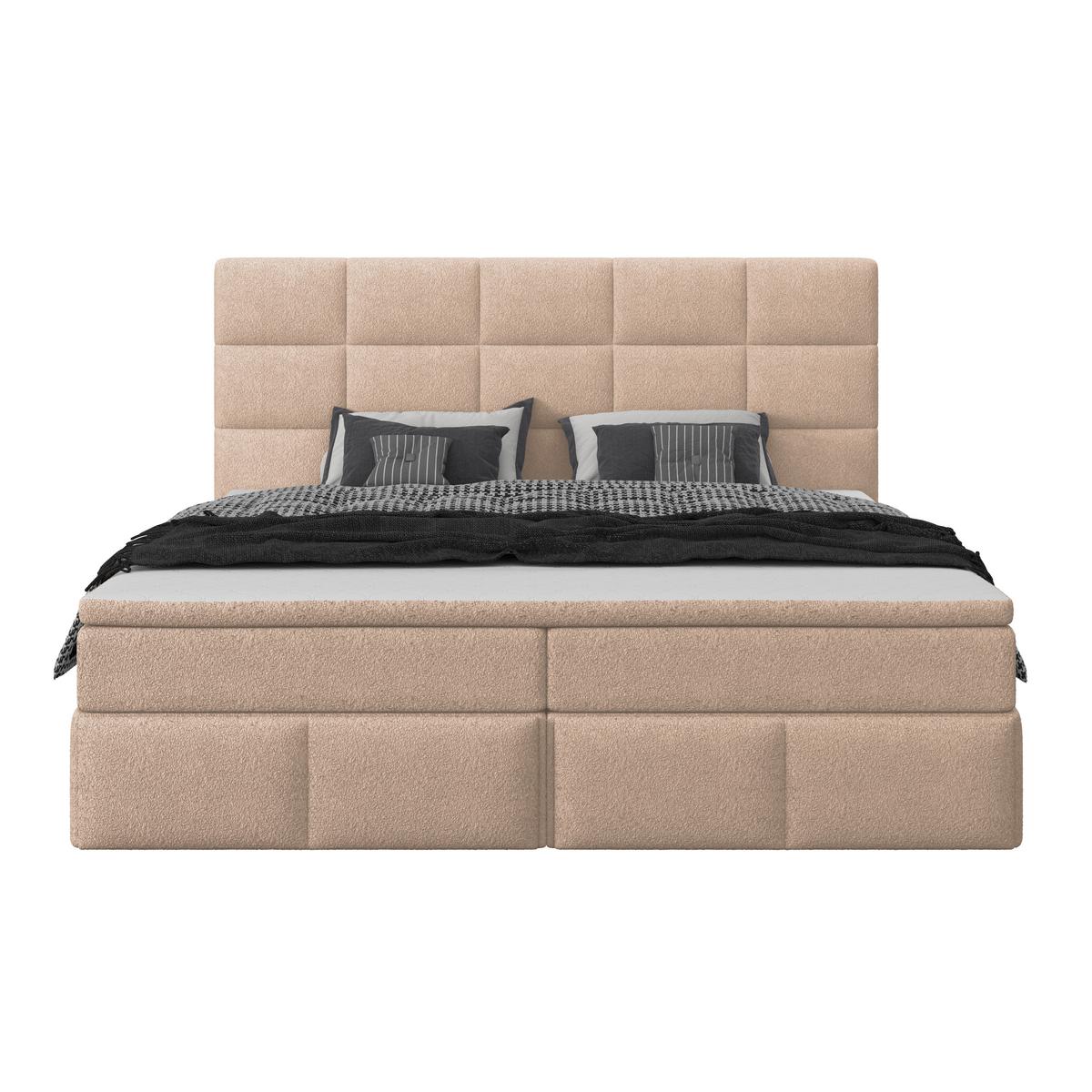 Polsterbett Alba Boucle Hellbraun, 180x200 Cm - Hellbraun/Schwarz, Trend, Textil (180/200cm)