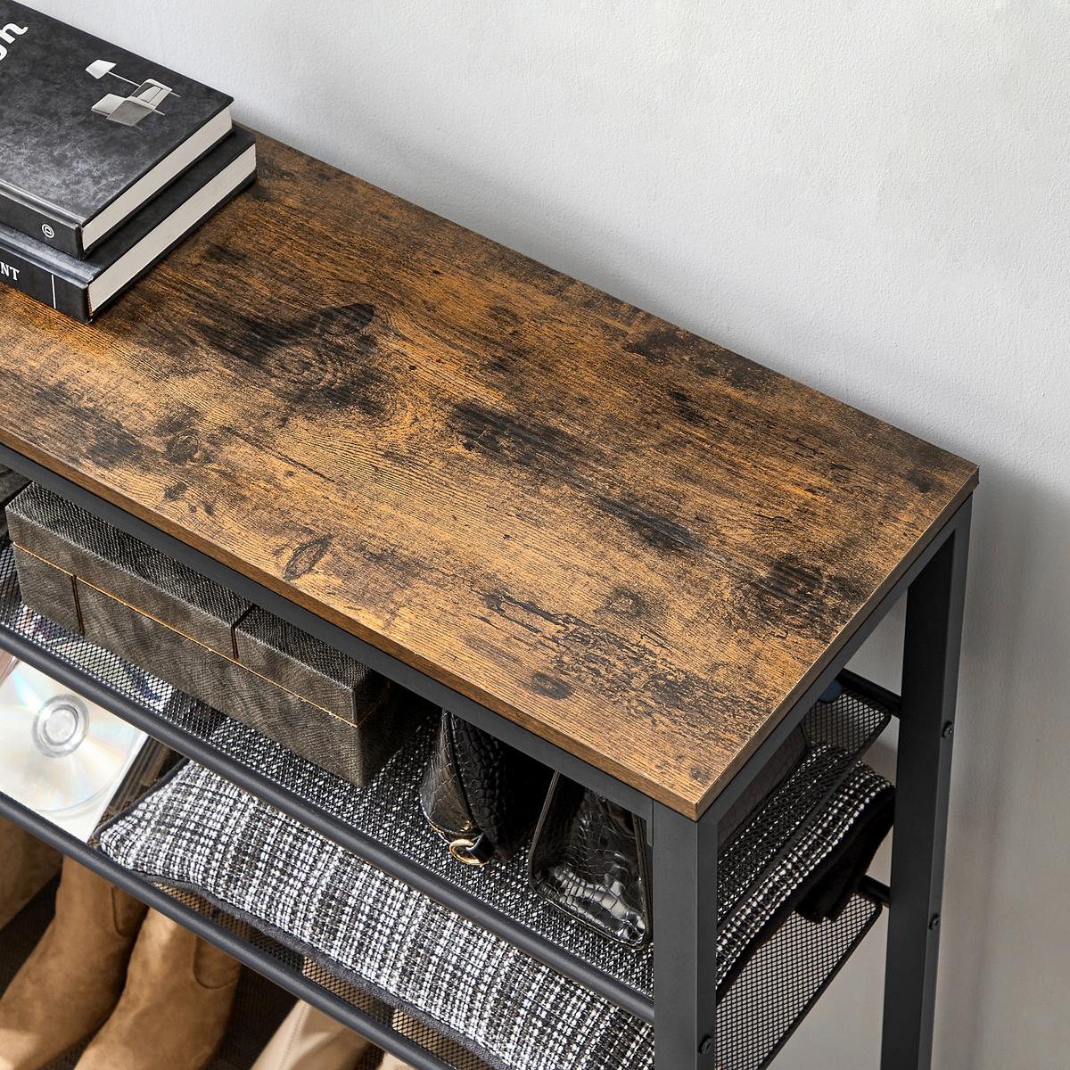 REGÁL NA TOPÁNKY SHOE RACK - hnedá/čierna, Modern, kov/kompozitné drevo (100/152/30cm) - MID.YOU