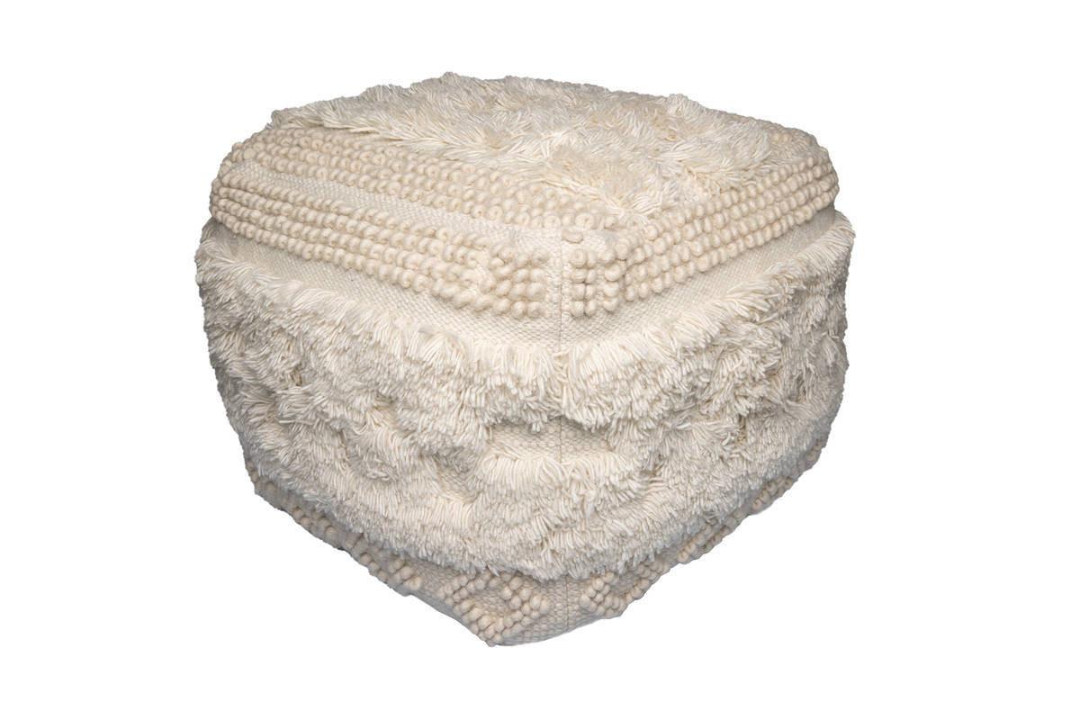 Pouf Bohist Naturfaser Creme DxH: 38x50 cm - Creme, Trend, Textil (38/50/38cm) - Kayoom