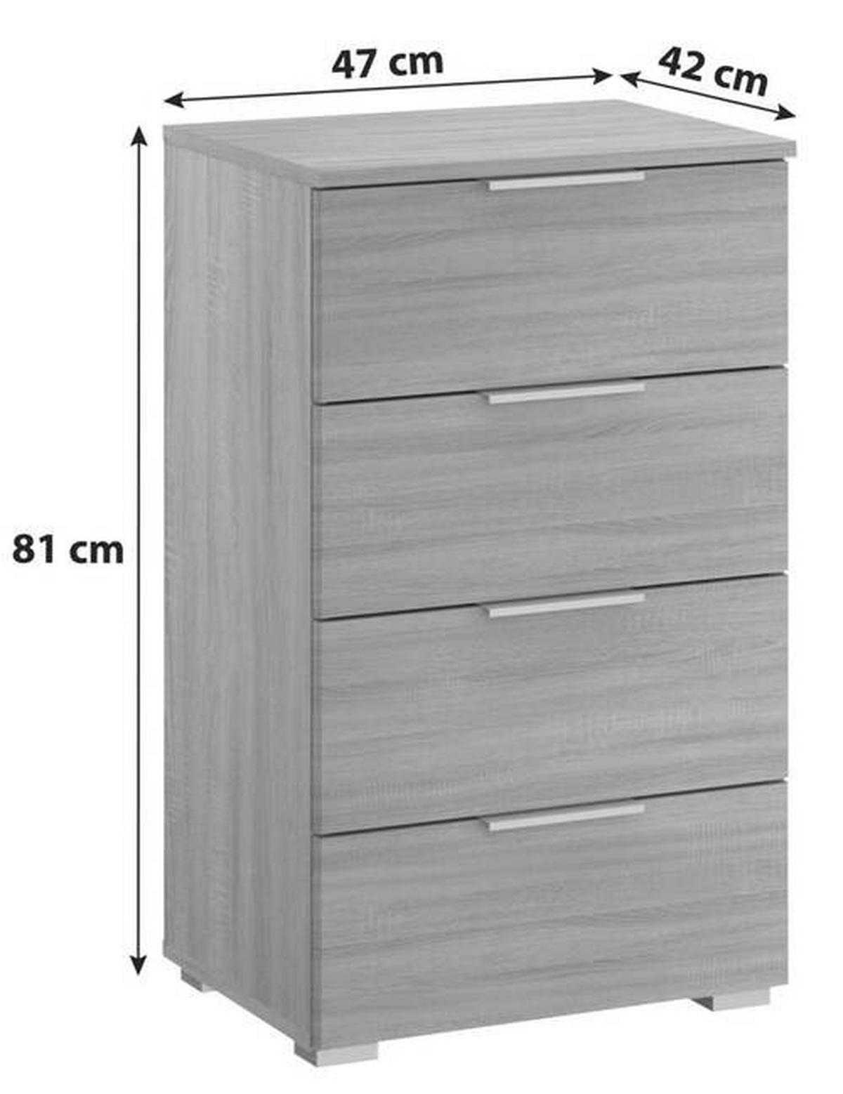 Nachtkästchen Sonoma Eiche Dekor H: 81 Cm Alabama - Alufarben/Sonoma Eiche, MODERN, Holzwerkstoff (47/81/42cm) - Rauch Möbel
