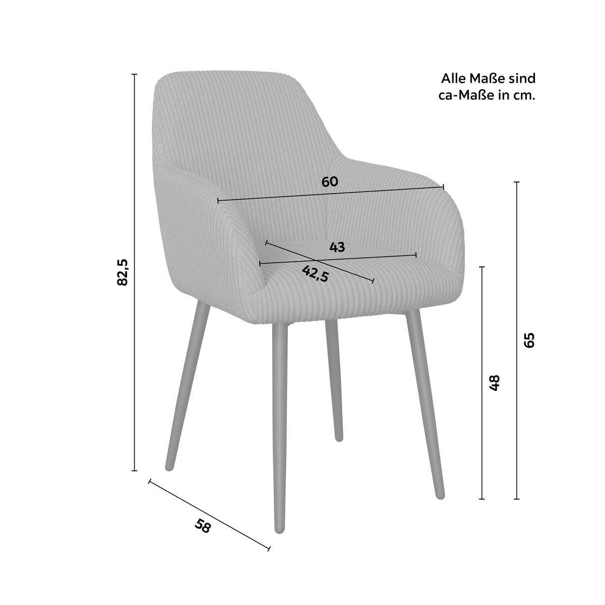 ŽIDLE S PODRUČKAMI ALANI ČERNÁ - černá, Moderní, kov/textil (60/82,5/58cm) - Bessagi Home