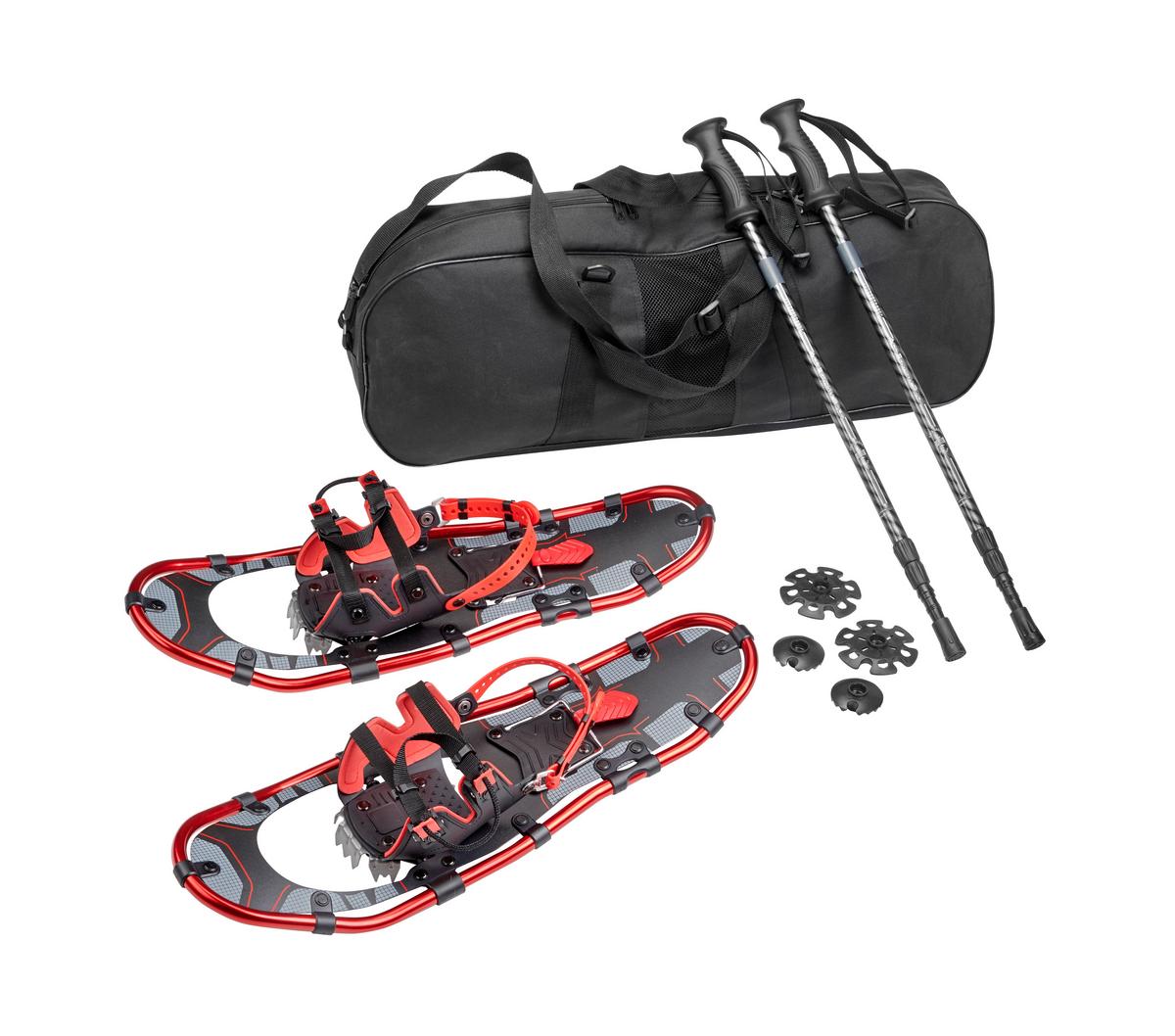 Schneeschuhe inkl. Steighilfe, Tasche und Wanderstöcke - Graphitfarben/Schwarz, Basics, Kunststoff (67/26/10cm) - Ondega