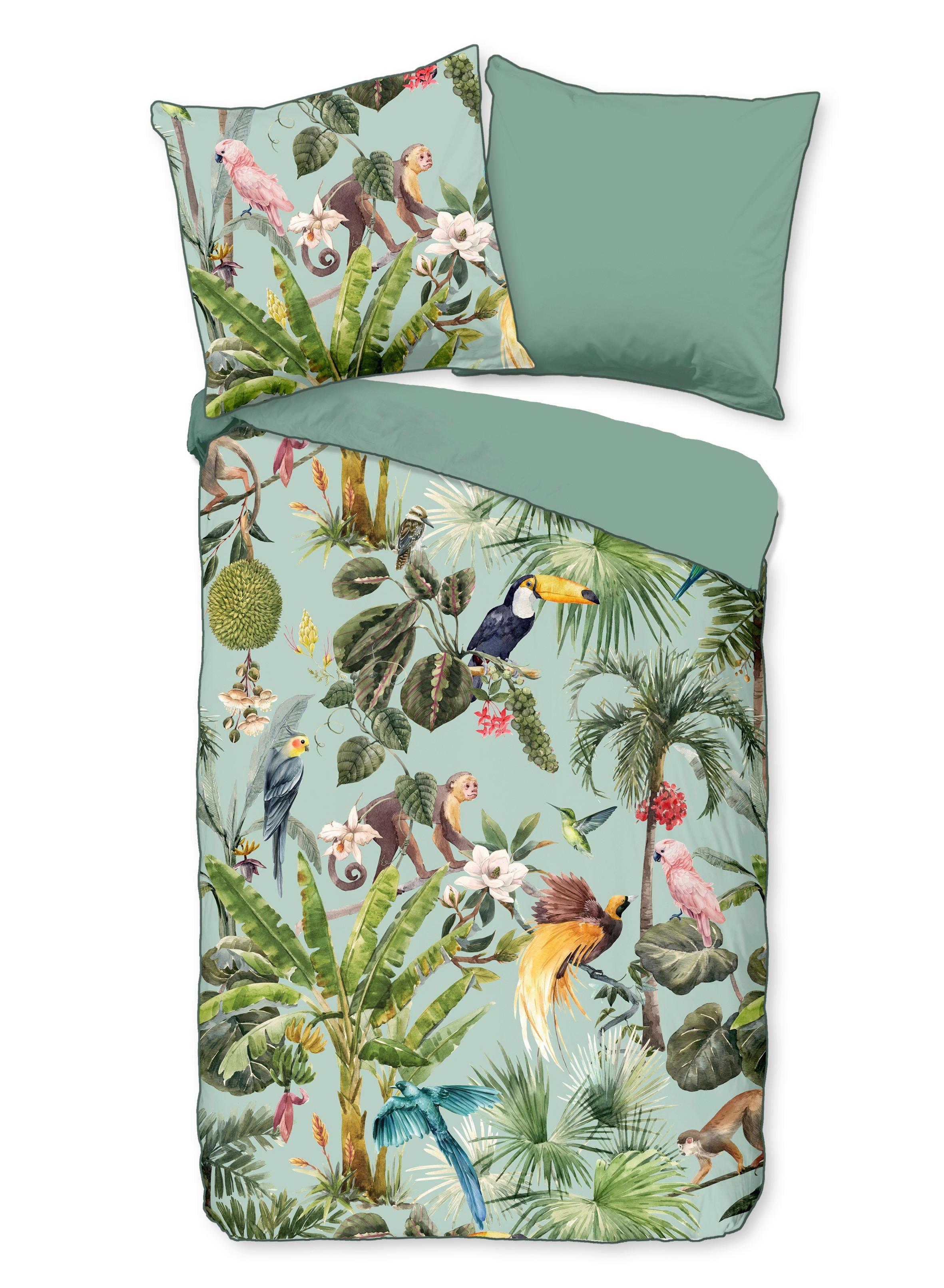 Wendebettwäsche Igandi Grün 155x220 cm - Grün, Natur, Textil (155/220cm)
