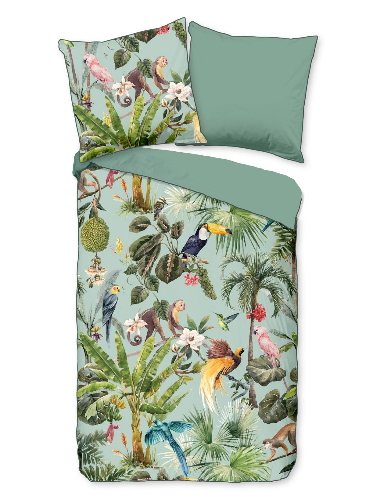 Wendebettwäsche Igandi Grün 155x220 cm - Grün, Natur, Textil (155/220cm)