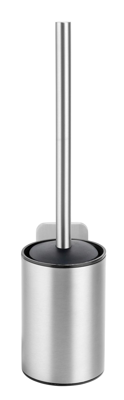 WC-Bürstengarnitur Porto Matt Schwarz, Wandmontage B: 9 cm - Edelstahlfarben/Schwarz, MODERN, Kunststoff/Metall (9/13,5/37cm) - Wenko