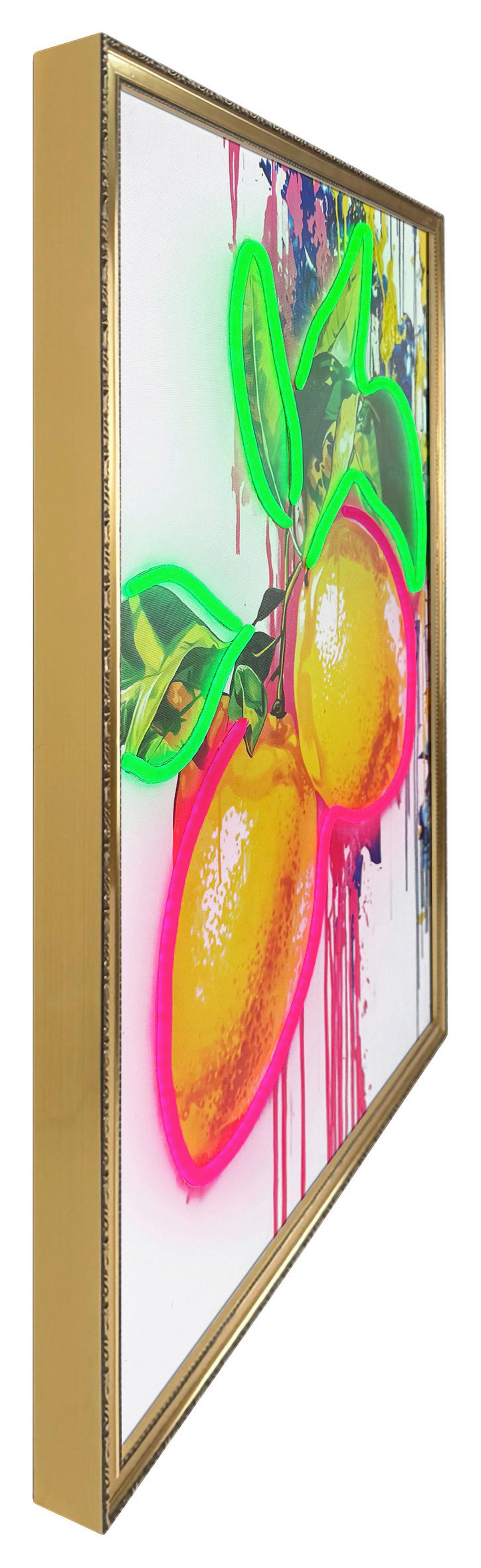 LED-Bild Neon Lemons - Multicolor/Schwarz, Basics, Holzwerkstoff/Kunststoff (50/70/3,5cm)