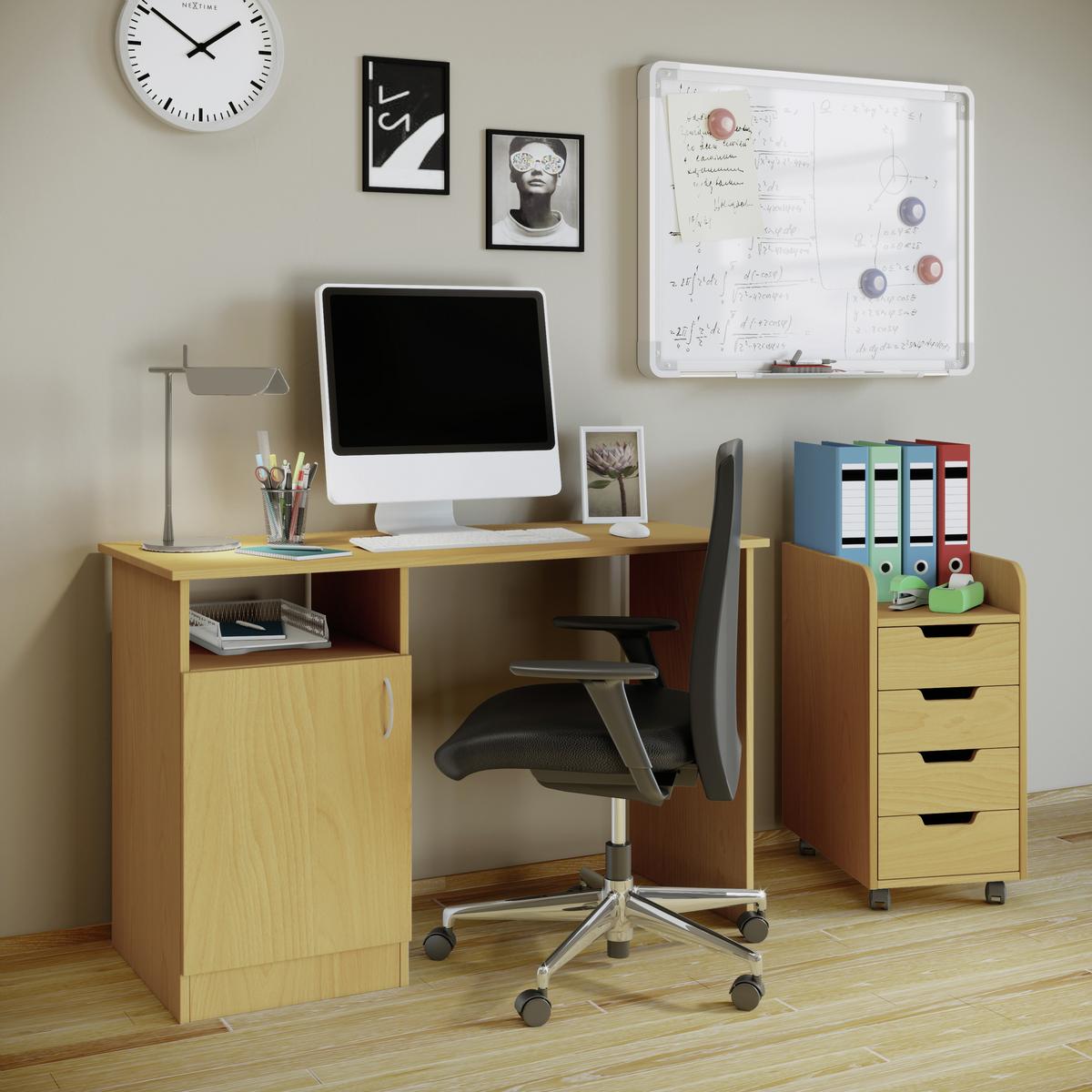 Rollcontainer Buche Dekor Konal Mini 33x65x40 cm - Buchefarben, KONVENTIONELL, Holzwerkstoff/Kunststoff (33/65/40cm) - MID.YOU