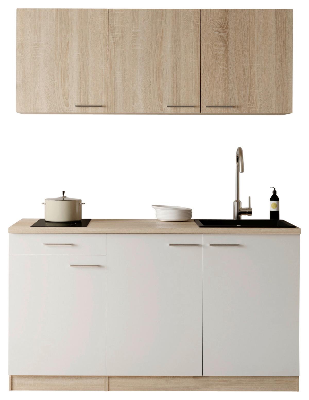 MINIKÜCHE Ingrid, Weiß B: 150 cm - Eichefarben/Weiß, Design, Holzwerkstoff (150cm) - Respekta