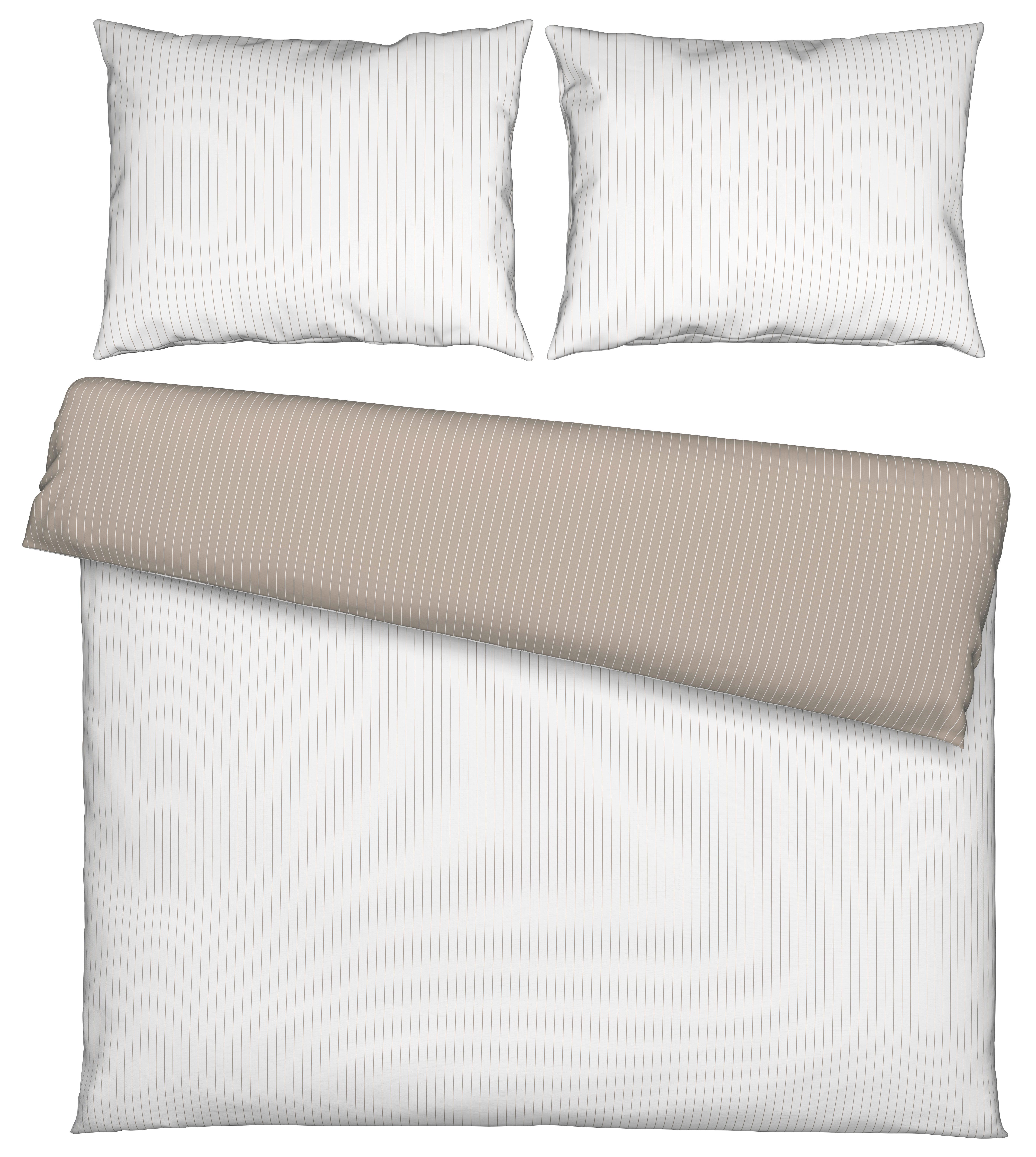 Povlečení Twill XXL, 2x70/90 200/220cm - bílá/béžová, Moderní, textil (200/220cm) - Mömax