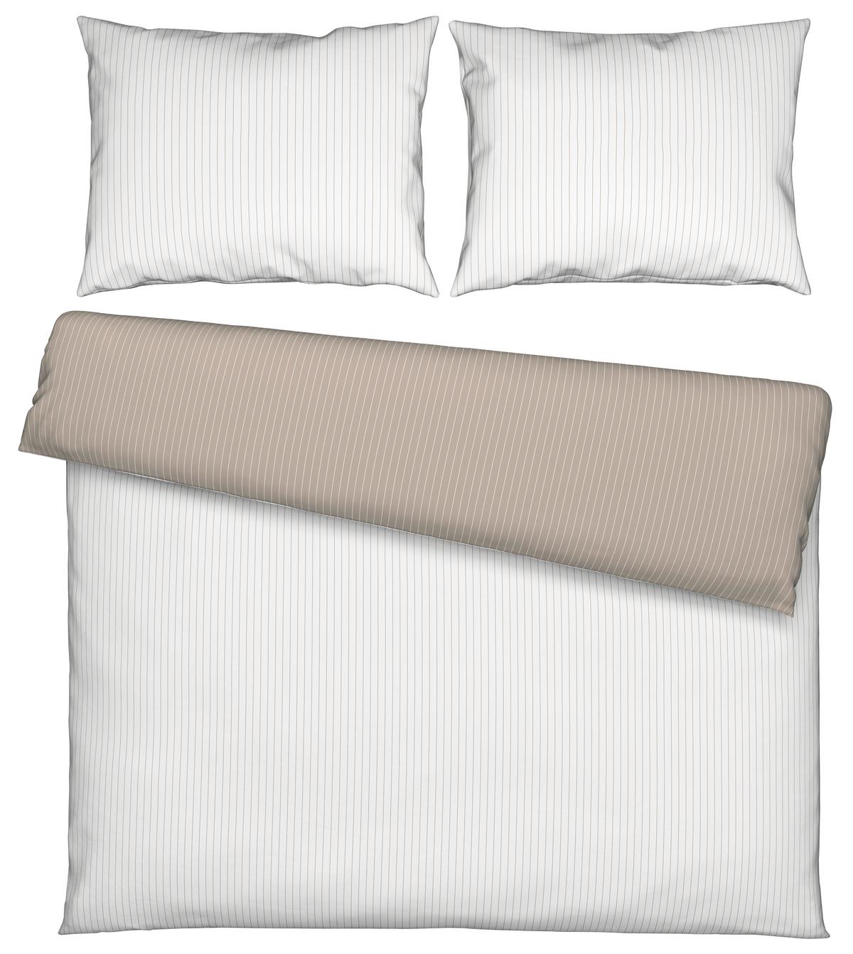 Povlečení Twill XXL, 2x70/90 200/220cm - bílá/béžová, Moderní, textil (200/220cm) - Mömax