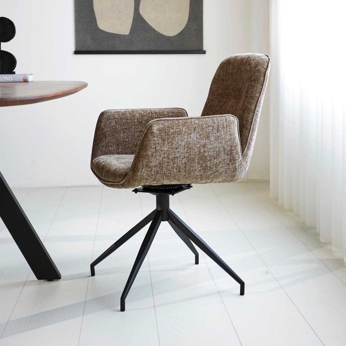 Armlehnstuhl Toulouse Taupe B: 61 Cm - Taupe/Schwarz, MODERN, Textil/Metall (61/89/62cm) - MID.YOU