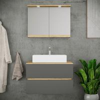 Fürdőszobabútor Cosila - méztölgy színű/antracit, Trend, faalapú anyag/kerámia (80cm) - MID.YOU