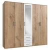 Drehtürenschrank Mit Spiegel + Laden 225cm Ben, Eiche/weiß - Eichefarben/Weiß, KONVENTIONELL, Glas/Holzwerkstoff (225/210/58cm) - MID.YOU