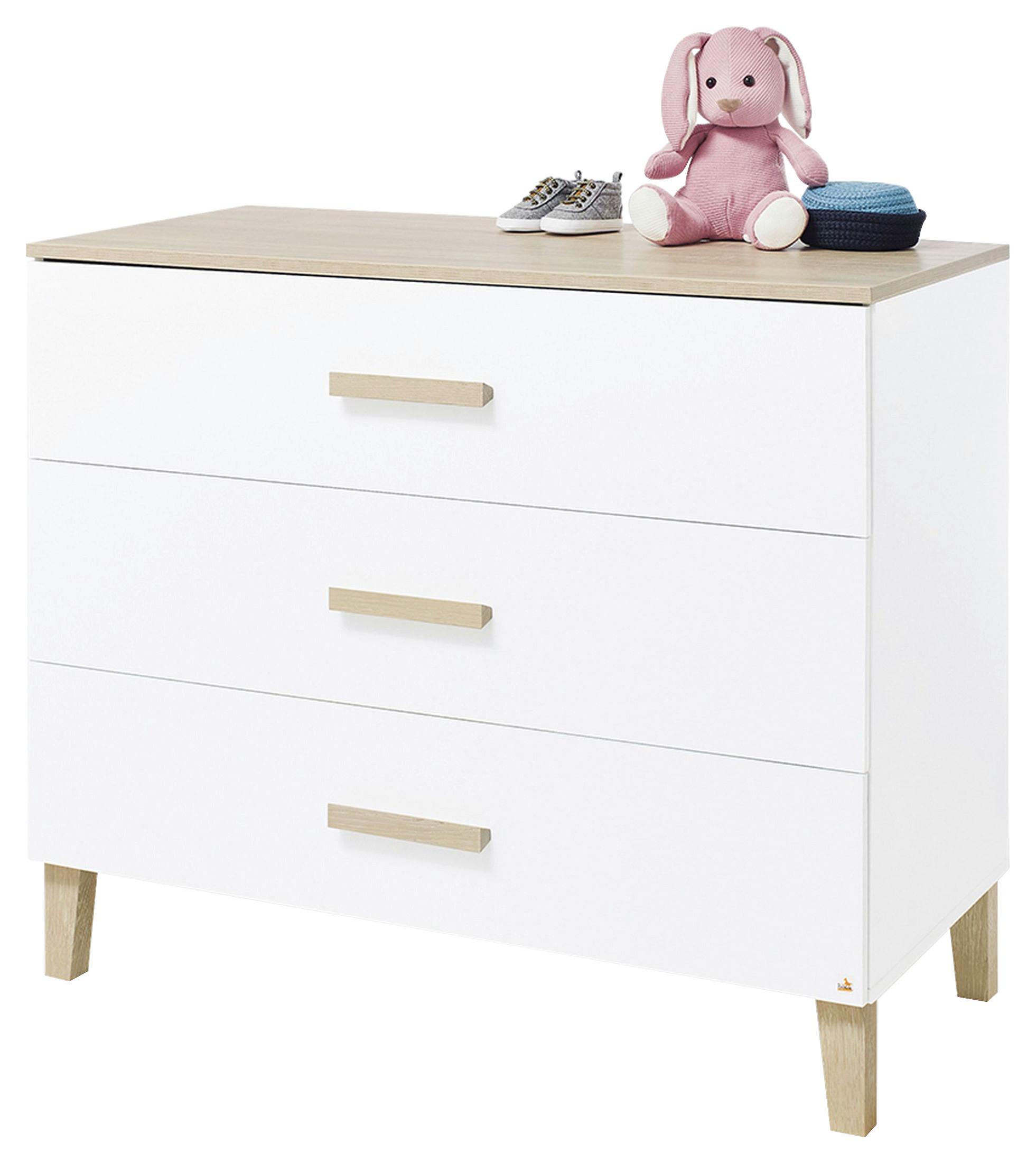 Wickelkommode Weiß/Eiche - Eichefarben/Weiß, Design, Holz/Holzwerkstoff (110/101/56-77cm) - Pinolino