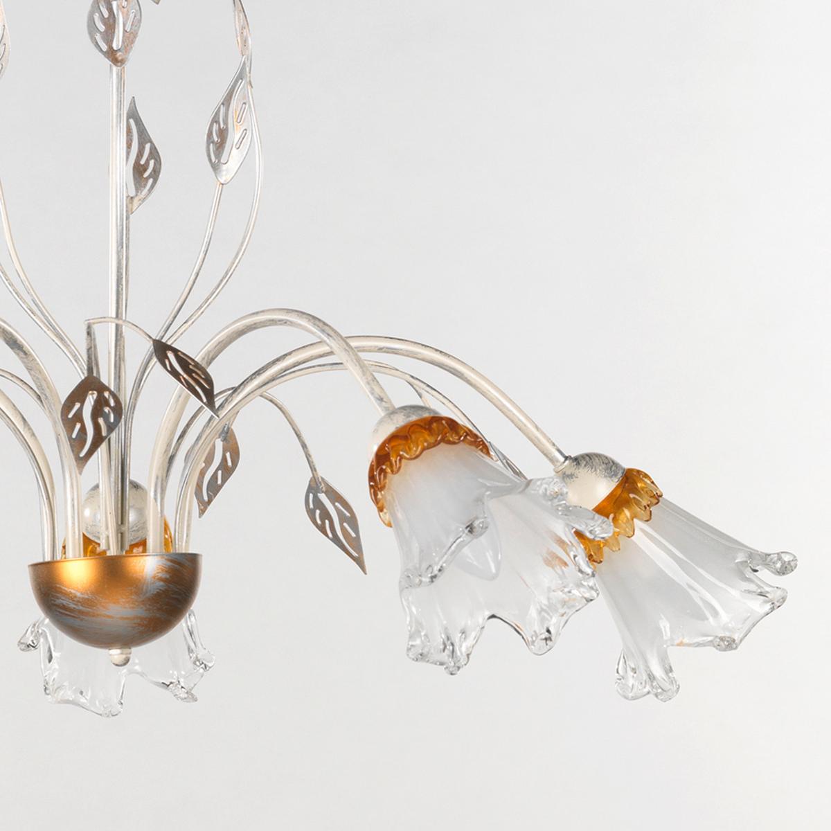 Kronleuchter 4998/5 - Weiß, KONVENTIONELL, Glas/Metall (80/105cm)