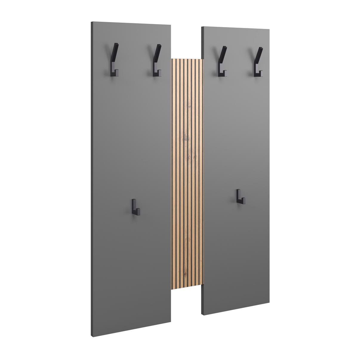 Garderobenpaneel Touch Anthrazit/Eiche Artisan B:69cm - Anthrazit/Eiche Artisan, MODERN, Holzwerkstoff (69/99/1,8cm)