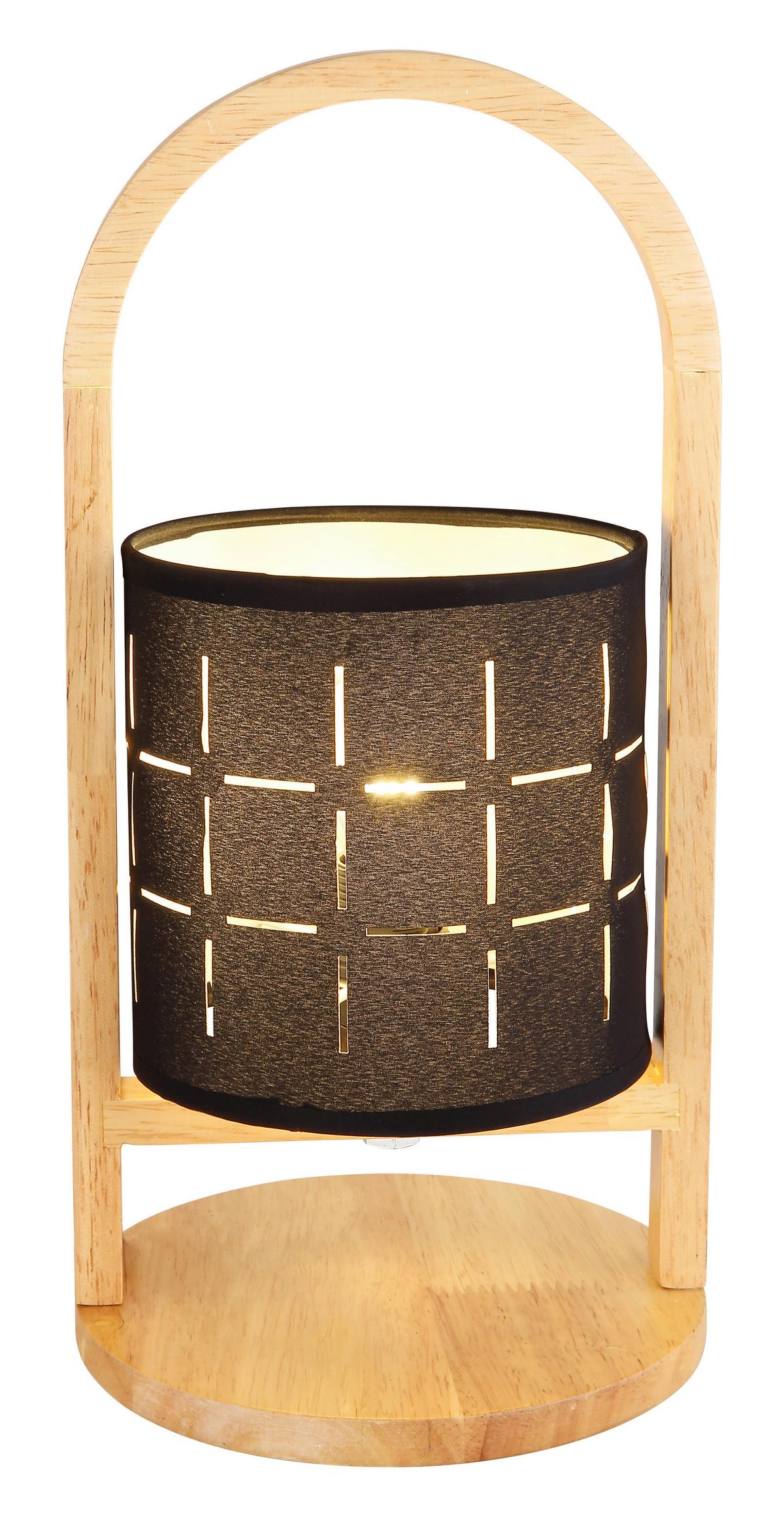 Tischleuchte 21506b - Schwarz/Naturfarben, Natur, Holz/Textil (16/33cm) - Globo