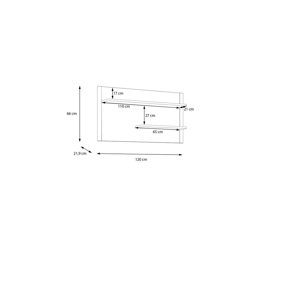 NÁST. POLICA SO ZADNÝM PANELO LACETTI - piesková/farba duba, Modern, kompozitné drevo (120/66/21,9cm)