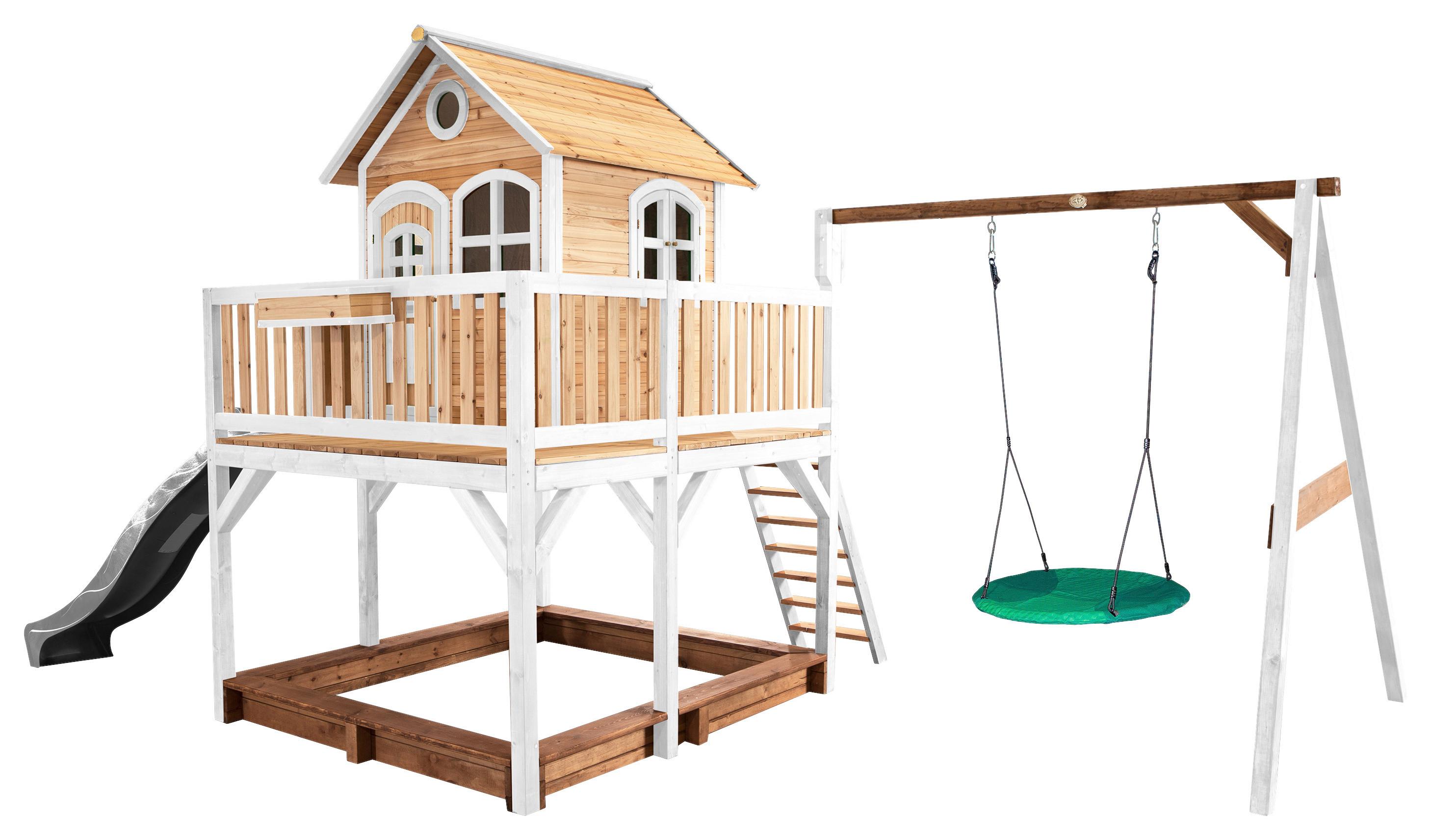 Spielturm A030.154.81 - Braun/Weiß, KONVENTIONELL, Holz (613/291/277cm) - Ambia Garden