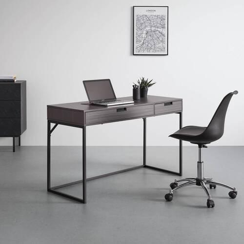 Písací stôl AURORA - čierna/farba vlašského orecha, Modern, kov (120/50/76cm) - Bessagi Home