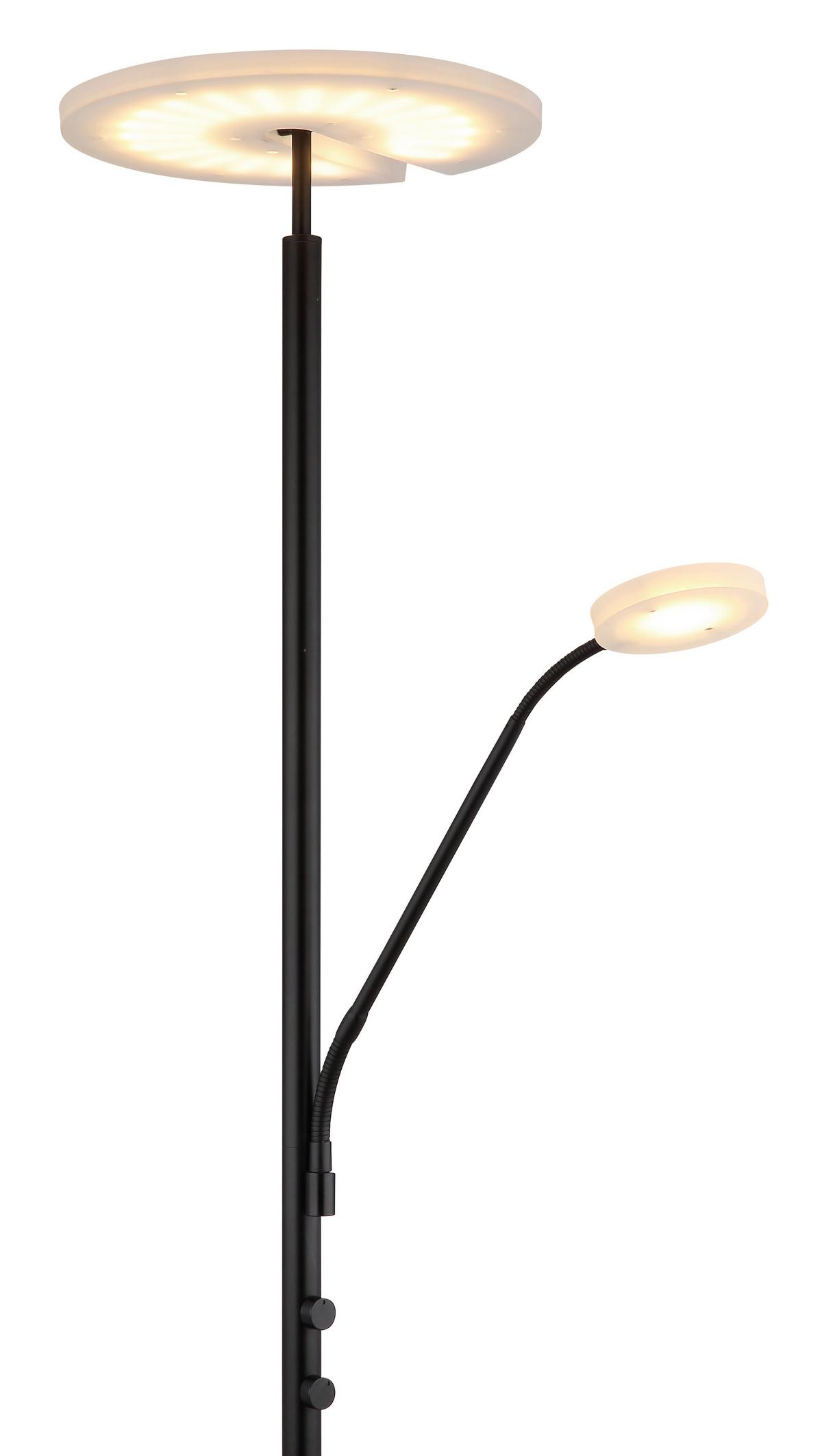 LED-Stehleuchte Stanford Klar Schwarz D: 30 cm - Klar/Schwarz, Design, Kunststoff/Metall (30/180cm) - Globo