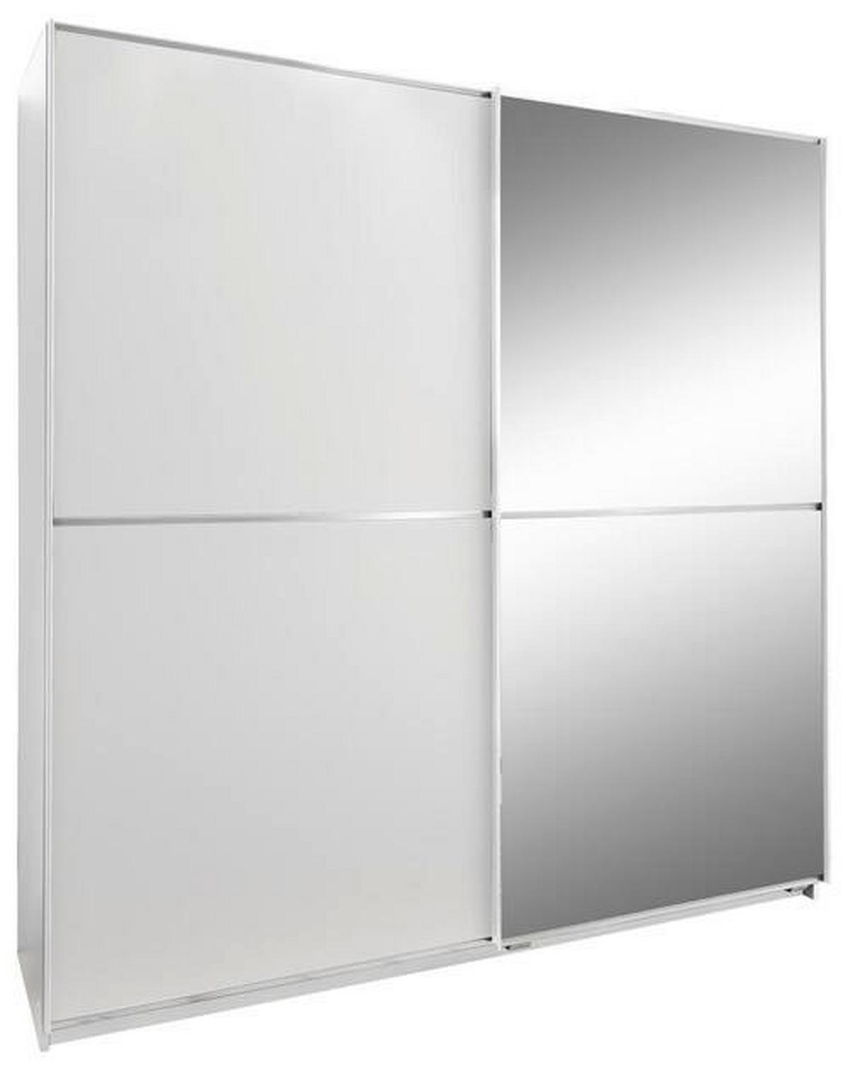 Schwebetürenschrank M. Spiegel 135cm Baden, Weiß Dekor - Weiß, Design, Glas/Holzwerkstoff (135/198/64cm) - MID.YOU