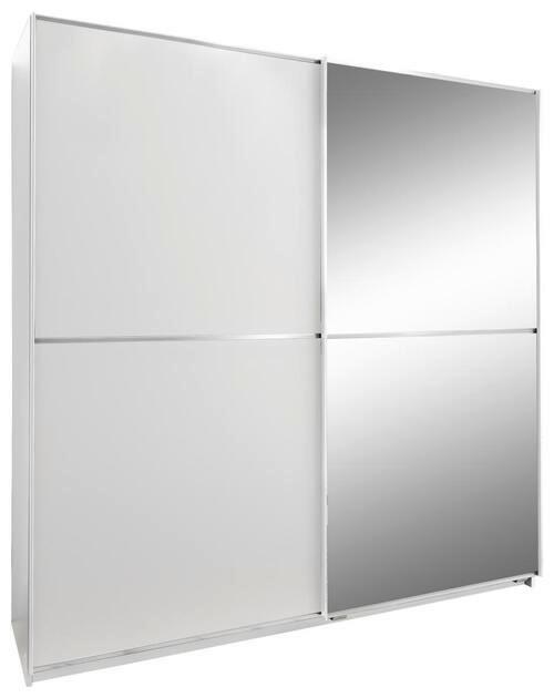 Schwebetürenschrank mit Spiegel 135cm Baden, Weiß Dekor