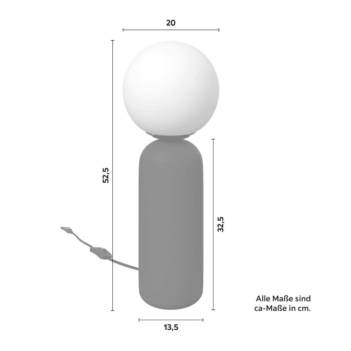 STOLNÍ LAMPA AMORA - bílá/černá, Moderní, kov/keramika (20/52,5cm) - Bessagi Home