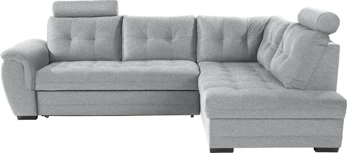 Ecksofa Mit Schlaffunktion + Bettkasten Falco, Webstoff - Dunkelbraun/Hellgrau, KONVENTIONELL, Textil (251/183cm) - Ondega