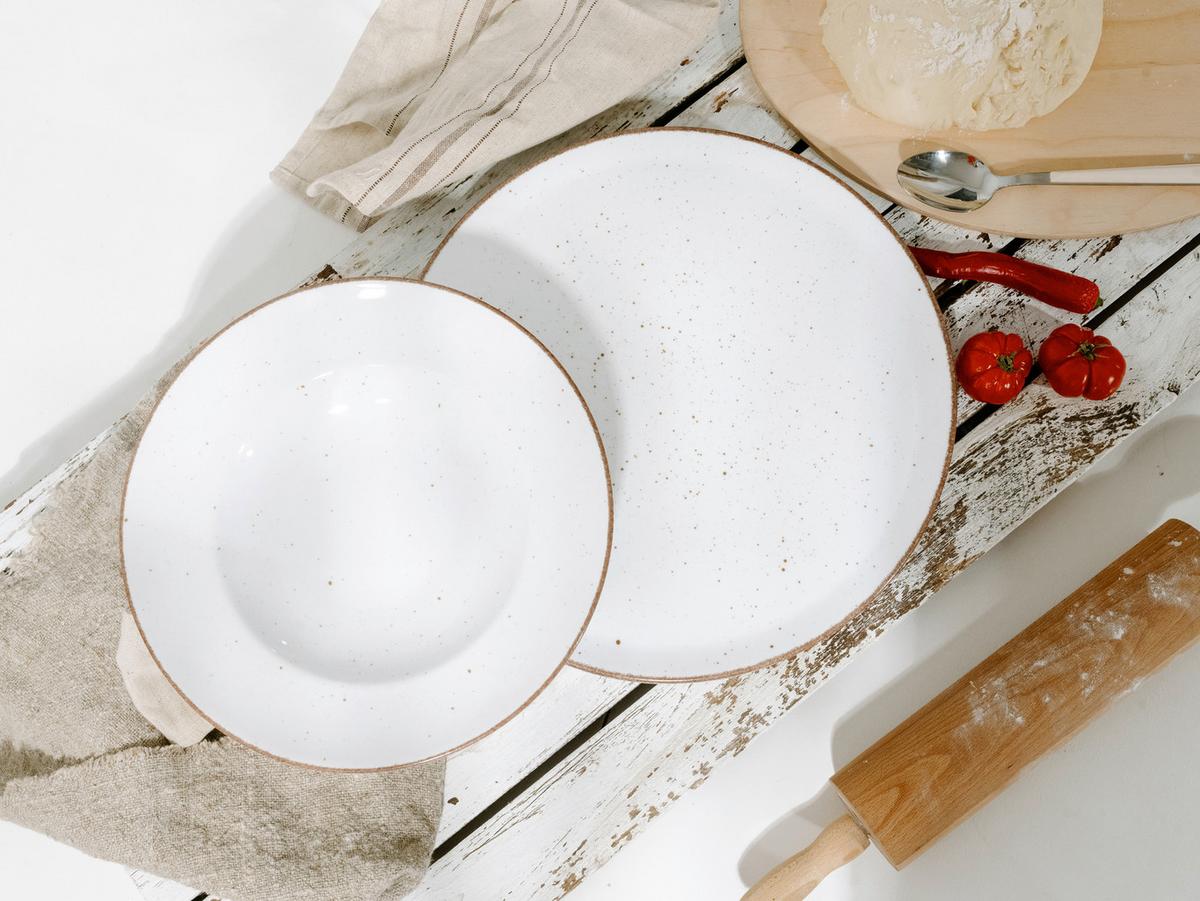 Pizzateller Vintage Nature Porzellan, Creme, 4 Stück - Creme, Basics, Keramik (30,5cm) - Creatable