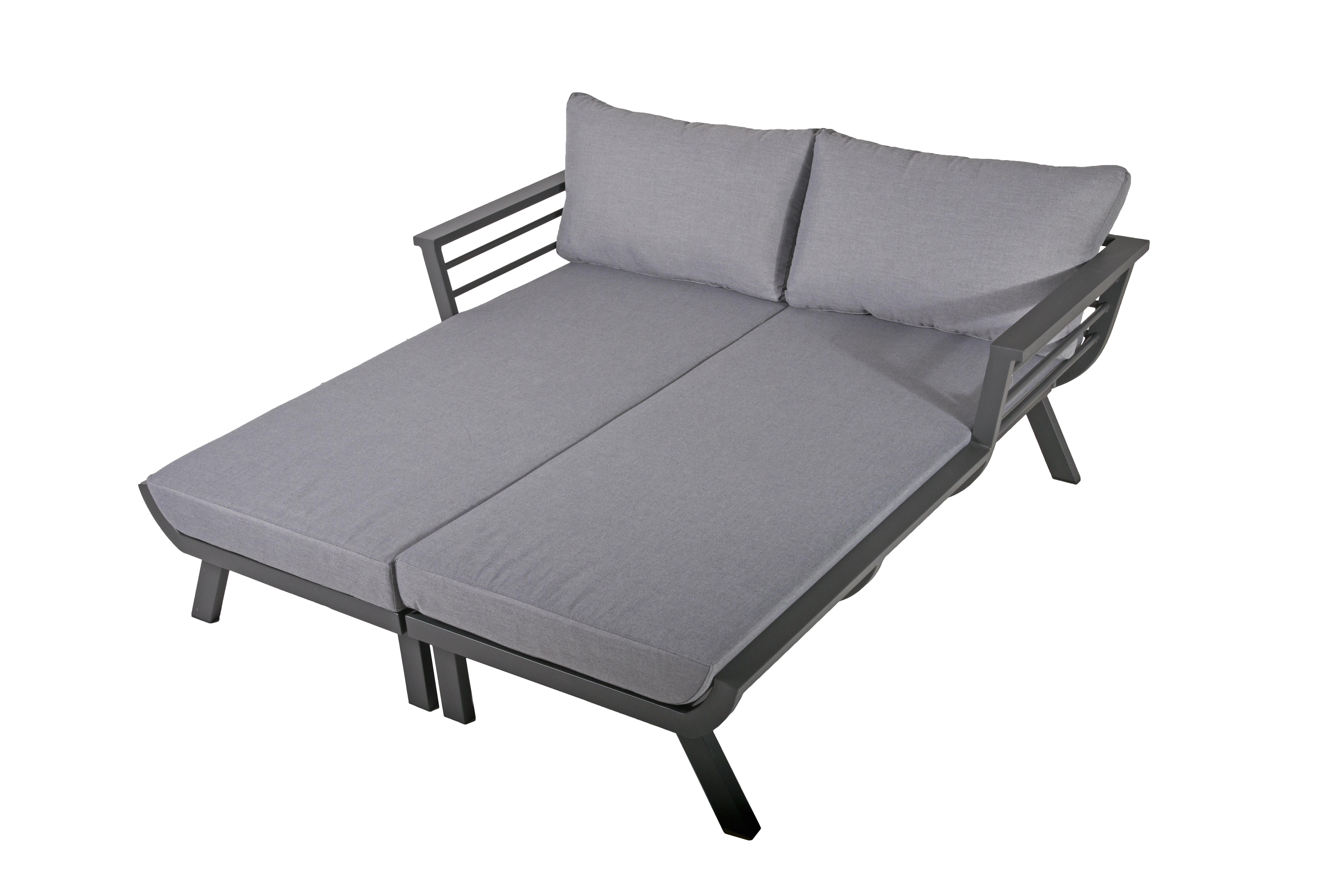 Doppelliege Delia - Dunkelgrau/Grau, Basics, Kunststoff/Textil (170/62/175cm) - Gardenson