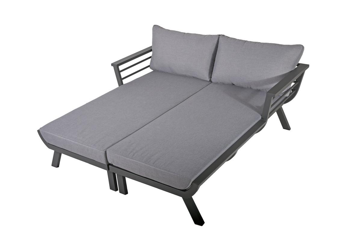 Doppelliege Delia - Dunkelgrau/Grau, Basics, Kunststoff/Textil (170/62/175cm) - Gardenson