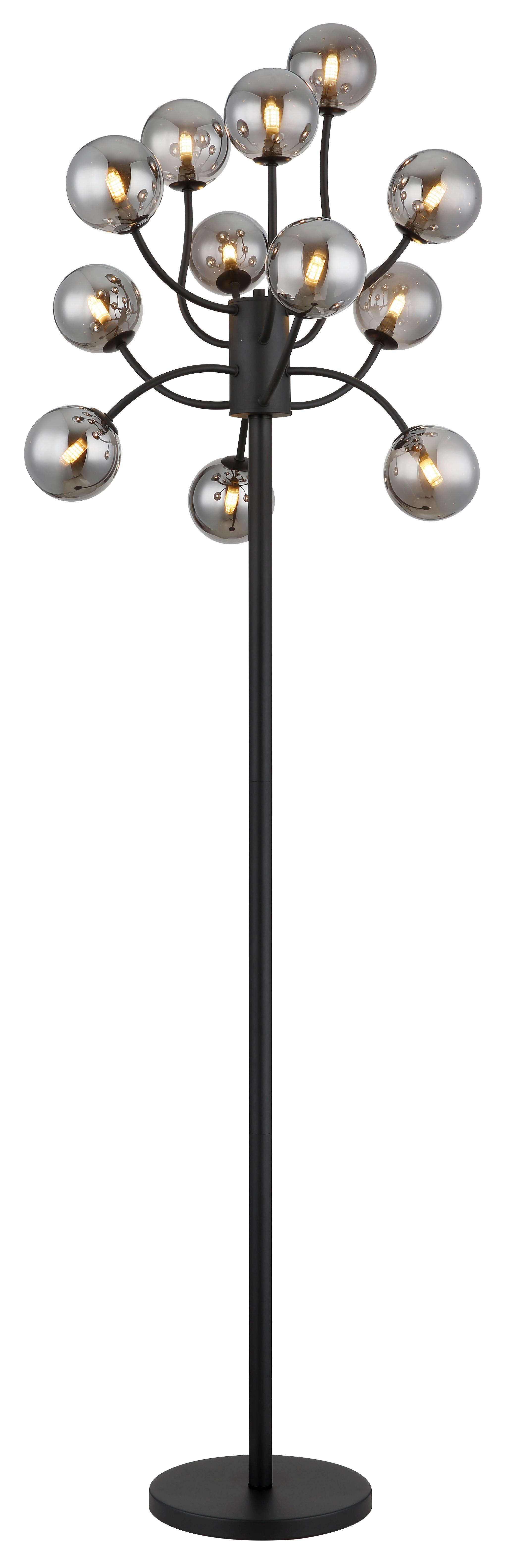 Stehleuchte Riha Rauchglas, DxH: ca. 62x200 cm - Schwarz, Design, Glas/Kunststoff (62/200cm) - Globo