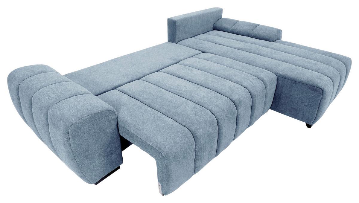 Ecksofa M Schlaffunktion Barca + Kissen Blau 275x180 Cm - Blau/Schwarz, KONVENTIONELL, Textil (275/180cm) - P & B