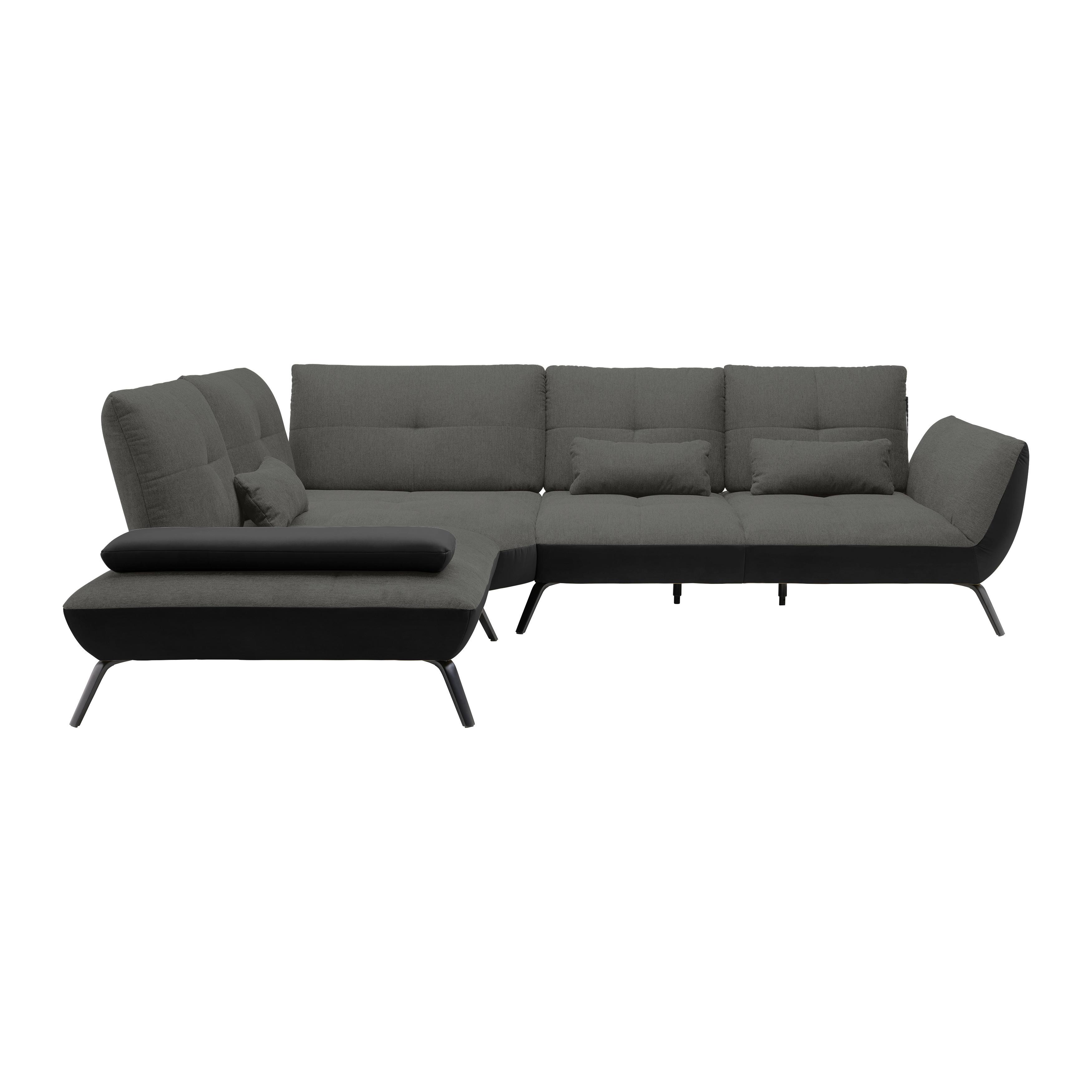 Rohová sedačka TRENDY, levá, černá / antracitová - černá/antracitová, Moderní, kov/kompozitní dřevo (250/93/310cm) - Premium Living