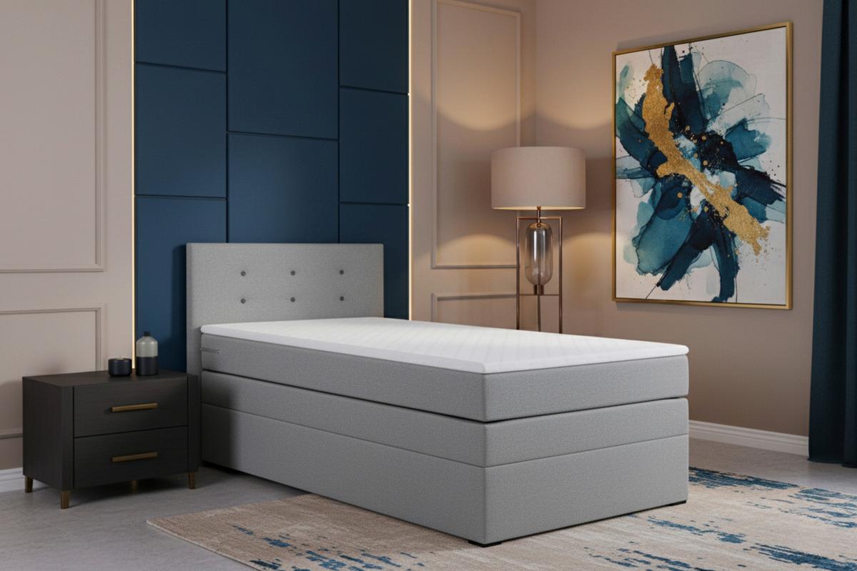 Boxspringbett Siam 2 90x200 Grau - Schwarz/Grau, MODERN, Holzwerkstoff/Textil (90/200cm)