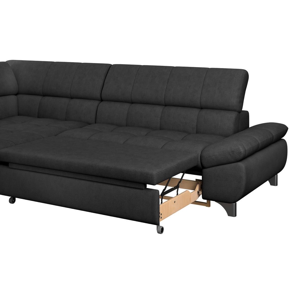 Ecksofa Gemini Schwarz, B: 234cm - Chromfarben/Schwarz, KONVENTIONELL, Textil (234/312cm)